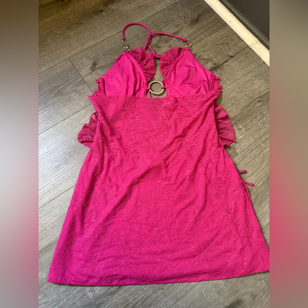 Pink Ruffled Mini Dress - Picture 4 of 6